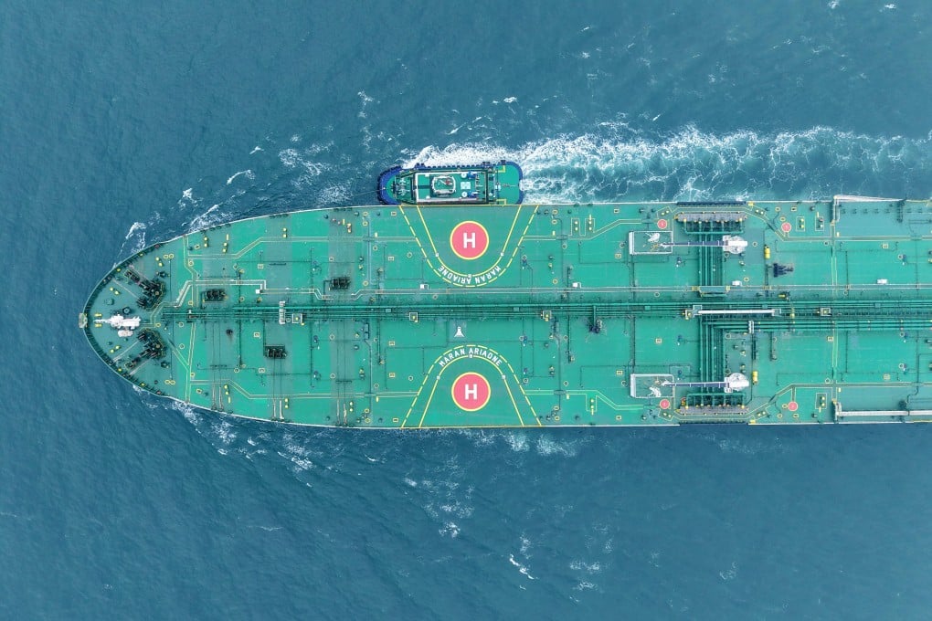 An oil tanker carrying imported crude oil sails in the Jiaozhou Bay in eastern China. Photo: Getty Images
