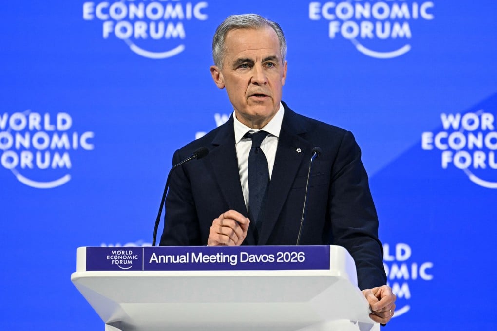 Canada’s Prime Minister Mark Carney delivers a speech during the World Economic Forum in Davos, Switzerland last month. Photo: TNS