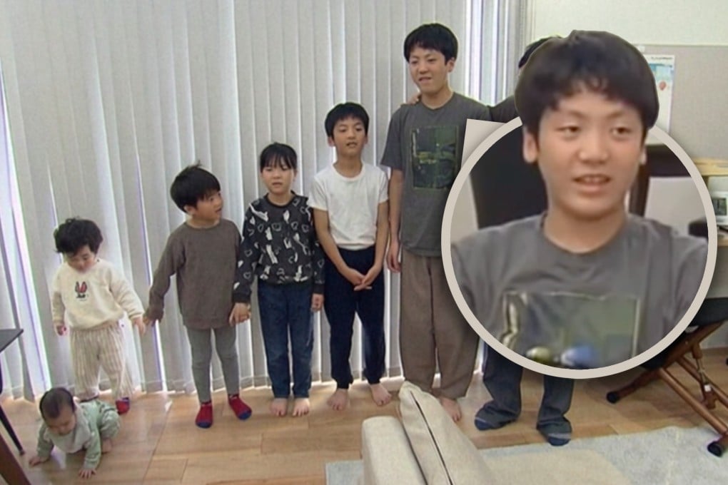 A Japanese couple with six children, the youngest less than one year old, rely on their 12-year-old son to babysit, raising concerns about child neglect. Photo: SCMP composite/YouTube