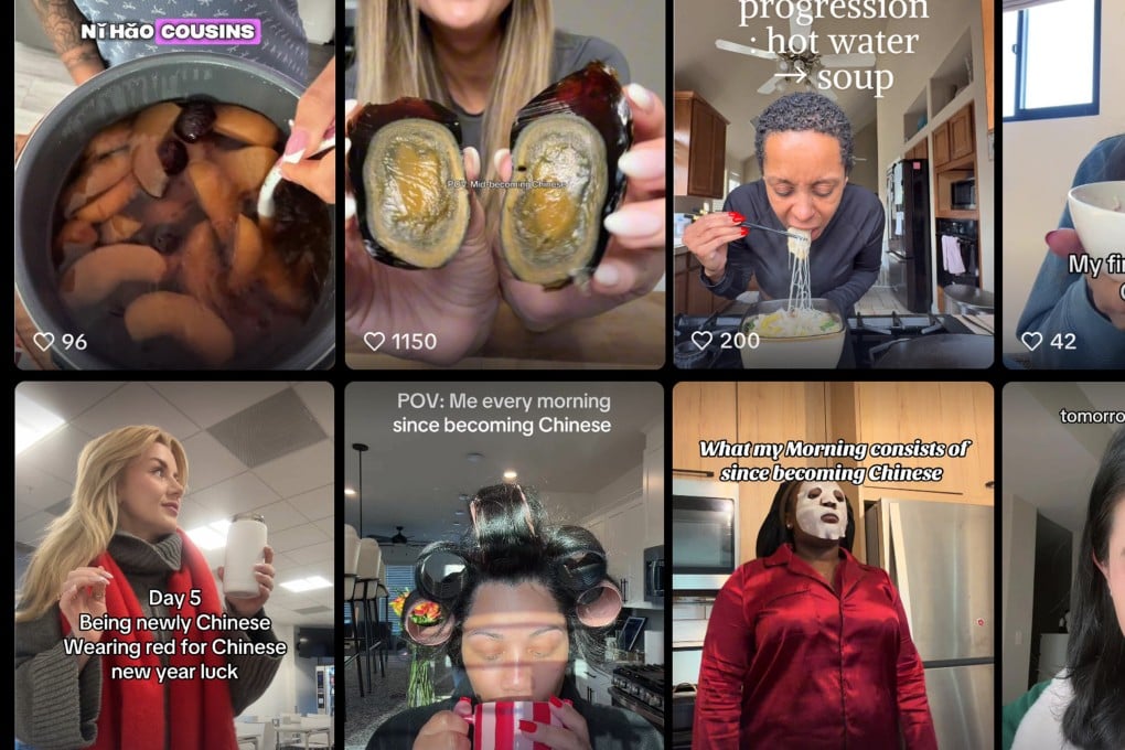 There is an emerging trend where foreigners are embracing aspects of Chinese culture by adopting habits such as drinking warm water, herbal teas and wearing slippers indoors. Photo: SCMP composite / TikTok