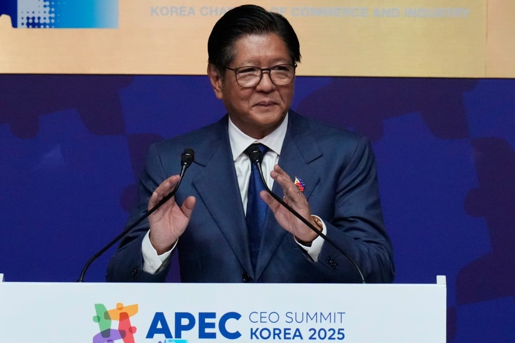 Philippine President Ferdinand Marcos Jnr speaking at the Apec CEO summit in Gyeongju, South Korea, in October. Photo: AP