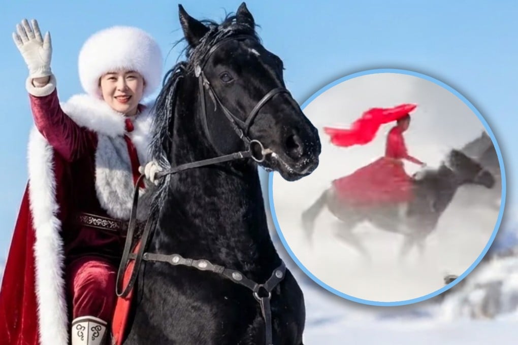 A Chinese government official and influencer has died from injuries suffered in a horse riding accident while filming promotional content for local agriculture. Photo: SCMP composite/RedNote