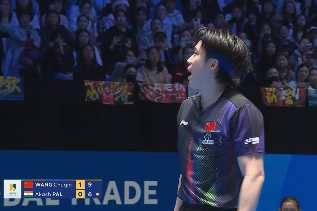 Wang Chuqin told fans to  shut up during his match against India’s Akash Pal. Photo: ATTU