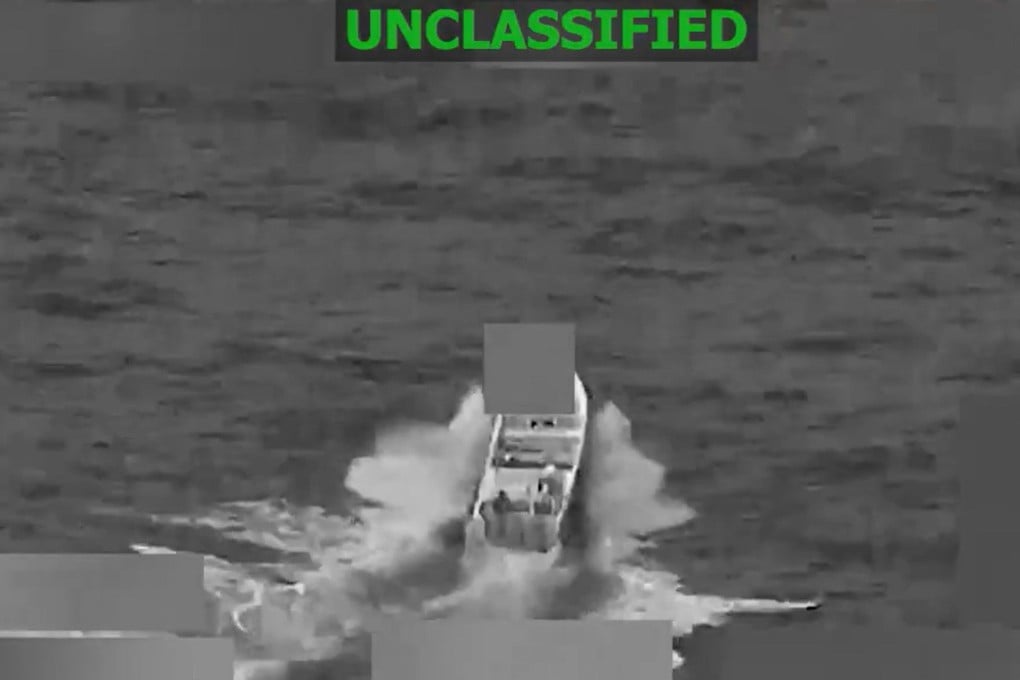 The alleged drug boat moments before the US strike. Photo: US Southern Command via X