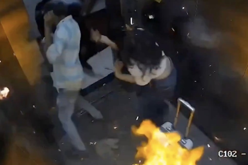 Two persons were injured in a lift in India on Monday when gas-filled balloons burst into flames. Photo: X/Pune Pulse