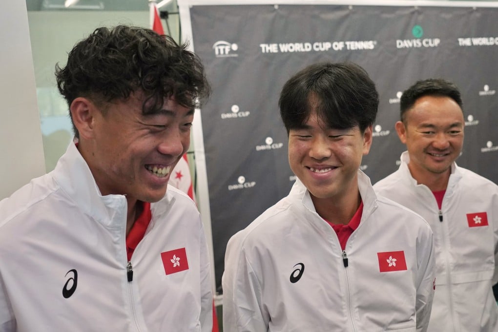 Coleman Wong (left) and Nicholas Cheng share a joke on the eve of Hong Kong’s Davis Cup tie with Finland. Photo: Karma Lo
