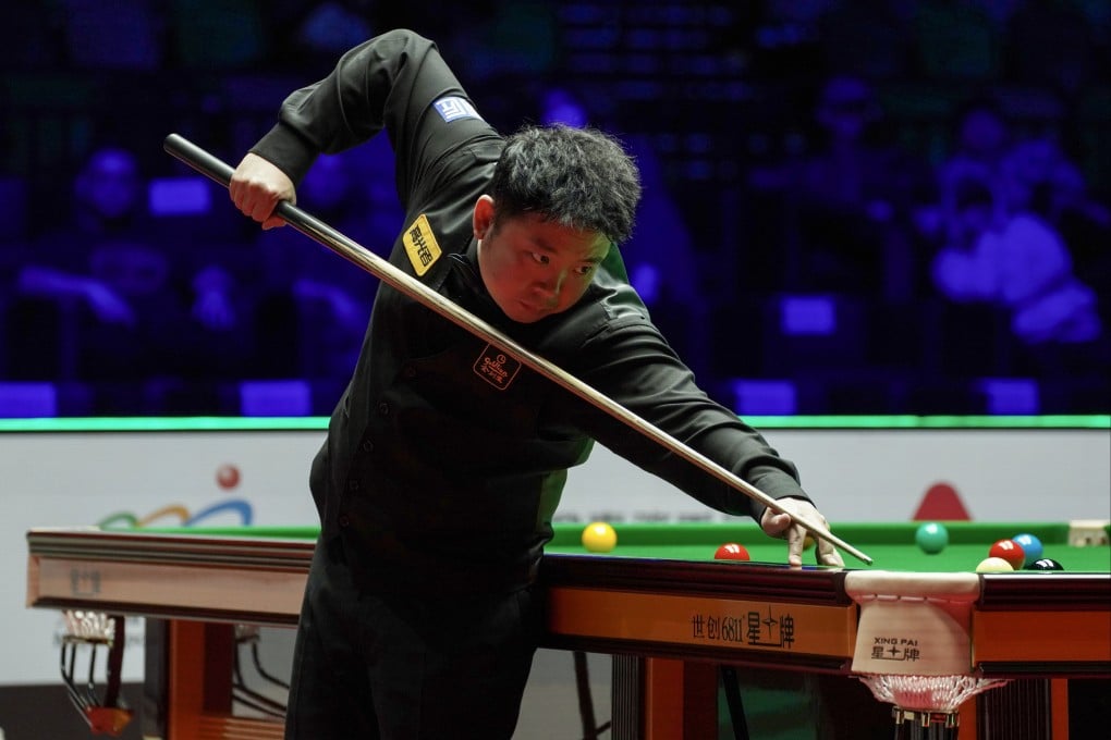Zhang Anda produced two century breaks to beat Zhou Yuelong in the World Grand Prix semi-final at Kai Tak Arena. Photo: Karma Lo