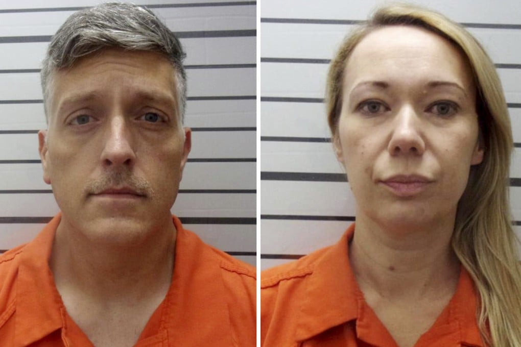 Booking photos show Return to Nature Funeral Home owners Jon and Carie Hallford. Photo: Muskogee County Sheriff’s Office/AP