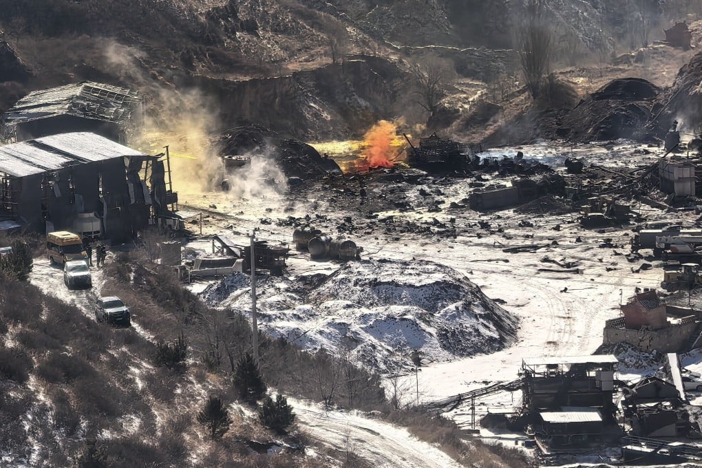 A blast at a factory in Shanxi province killed eight people on the weekend. Photo: CCTV