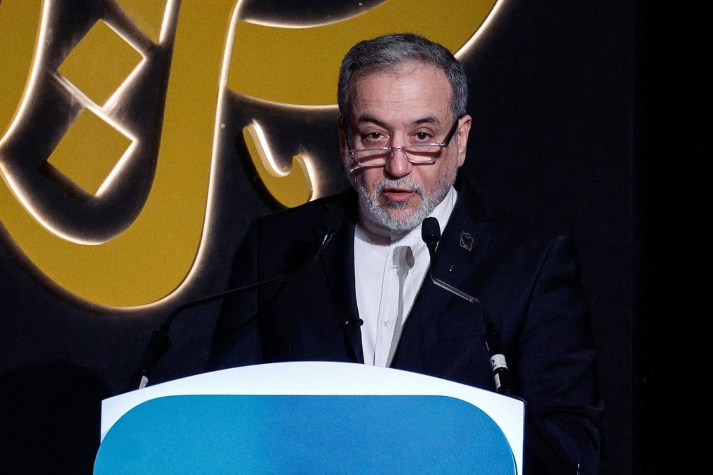 Iran’s Foreign Minister Abbas Araghchi speaks during a forum in Doha on Saturday. Photo: AFP