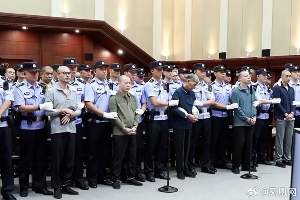 Bai Yingcang (far left), was one of the core members of the Bai crime family to be executed in China over a range of illegal activity in Myanmar. Photo: Handout