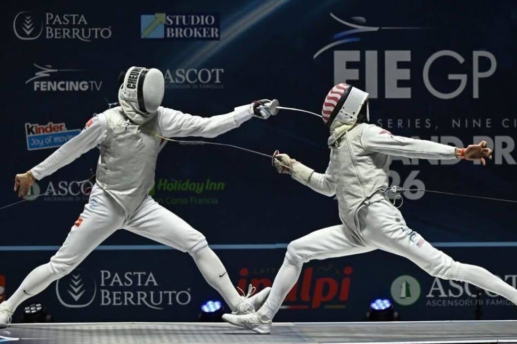 Hongkonger Cheung Ka-long (left) battles it out with American Nick Itkin in the Turin Grand Prix semi-finals on Saturday.