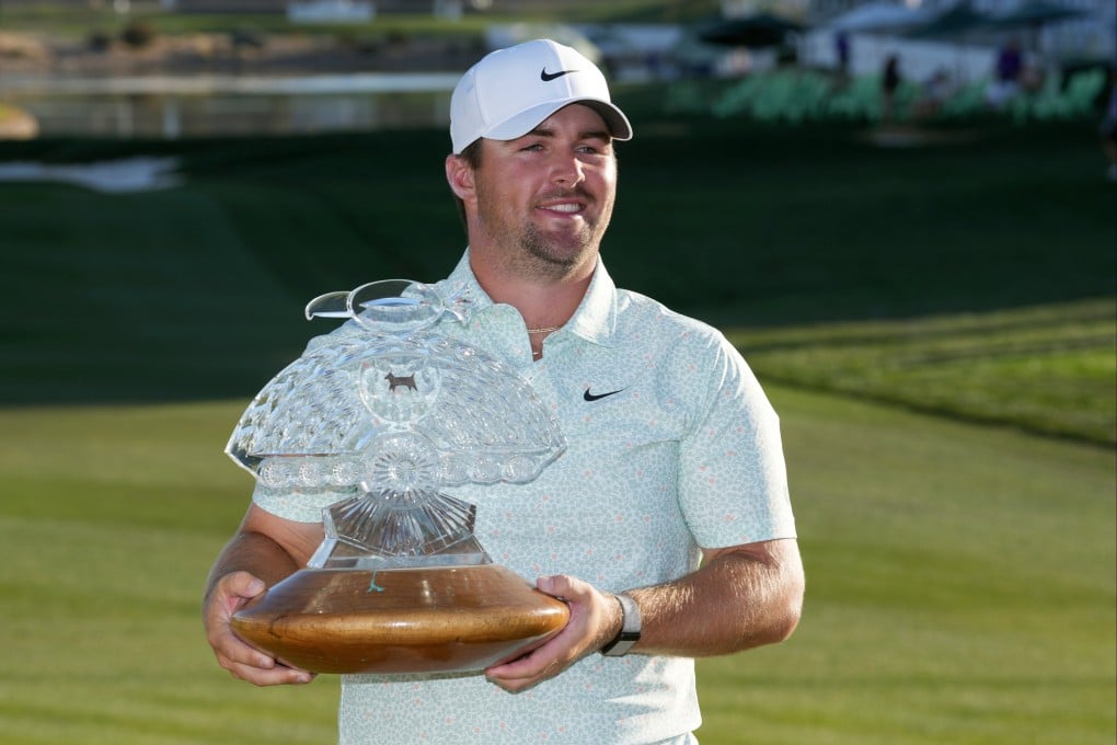Chris Gotterup beat Hideki Matsuyama on the first hole of a play-off to win the Phoenix Open golf tournament. Photo: AP