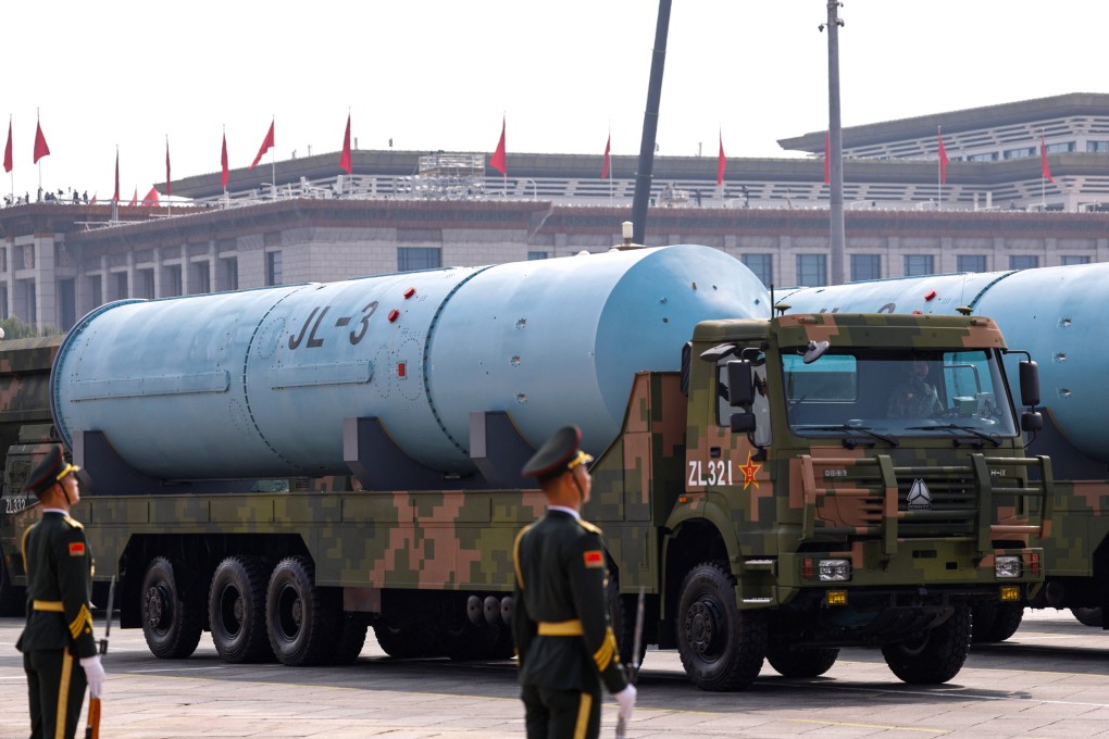The People’s Liberation Army displays its JL-3 intercontinental-range submarine-launched ballistic missiles during a military parade in Beijing on September 3. Photo: Reuters