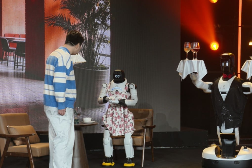 What the butler saw ... costumed robots perform a skit. Photo: Handout