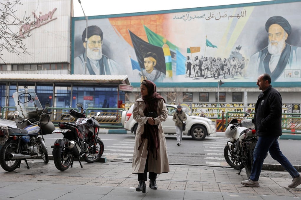 A mural with a picture of Iran’s Supreme leader, Ayatollah Ali Khamenei, on a street in Tehran, Iran. Photo: West Asia News Agency via Reuters