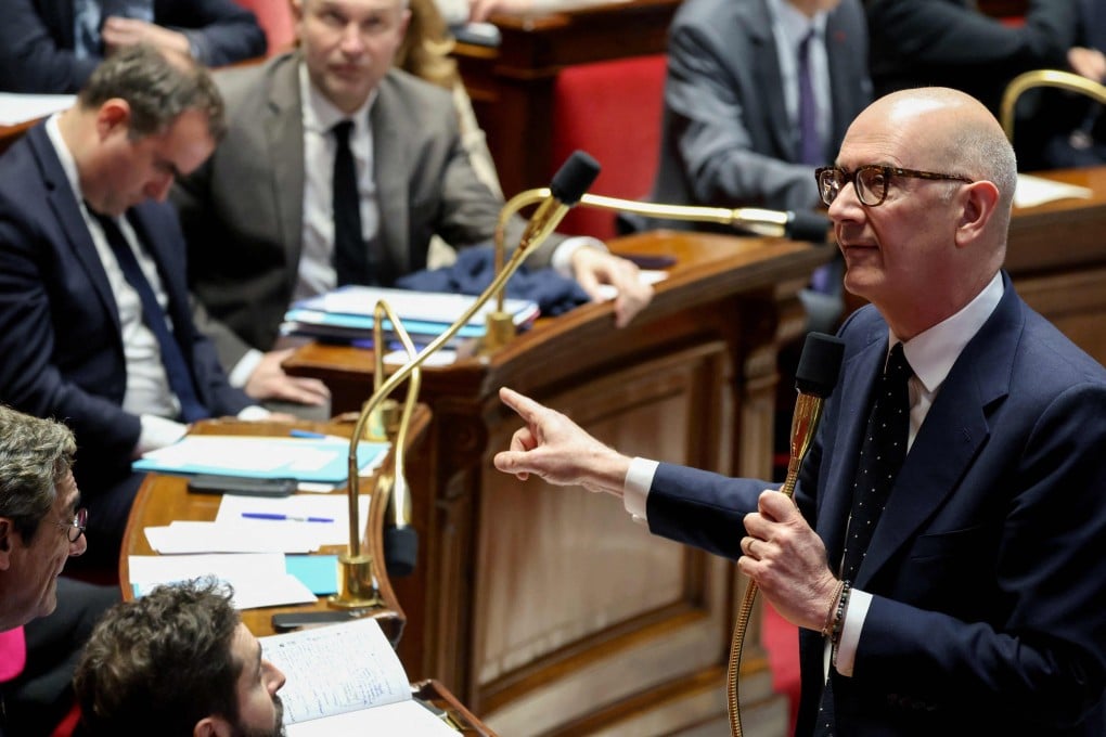 French Finance Minister Roland Lescure speaks at the National Assembly, the lower house of the French parliament, in Paris on February 3. Lescure has distanced himself from proposals for a blanket 30 per cent tariff on all Chinese imports. Photo: AFP
