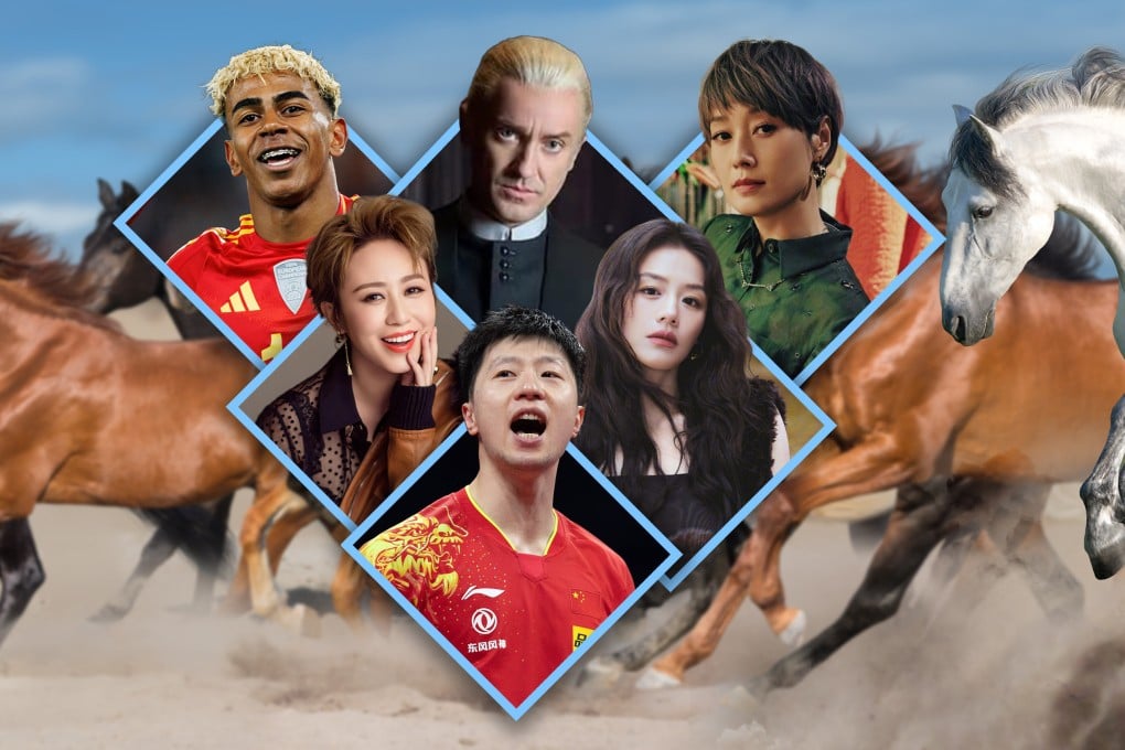 Draco Malfoy, middle on top row, a fictional character from the Harry Potter series, along with celebrities whose names resemble the Chinese character “Ma,” have unexpectedly gained popularity in China. Photo: SCMP composite/Shutterstock/Sohu/Weibo/Douyin/IG@t22felton