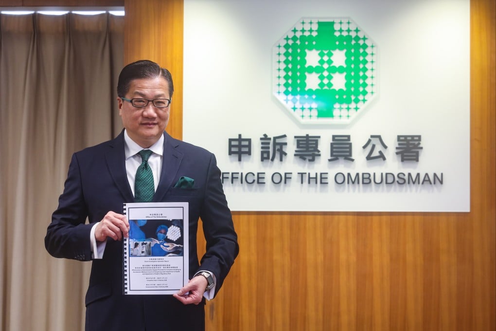 Ombudsman Jack Chan attends a press conference on the Medical Council at the ombudsman’s office in Sheung Wan on February 5. Photo: Edmond So
