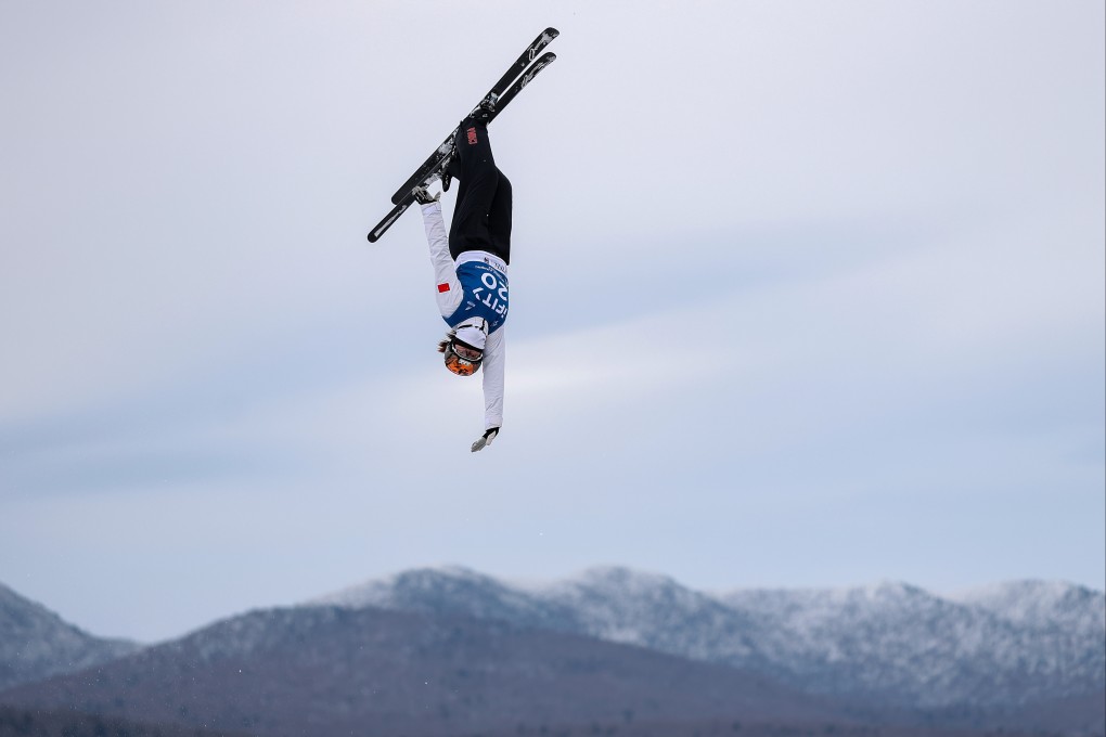 China’s Xu Mengtao warming up before the aerials qualification during the FIS Freestyle World Cup at the Lake Placid Olympic Ski Jumping Complex last month. Photo: Getty Images