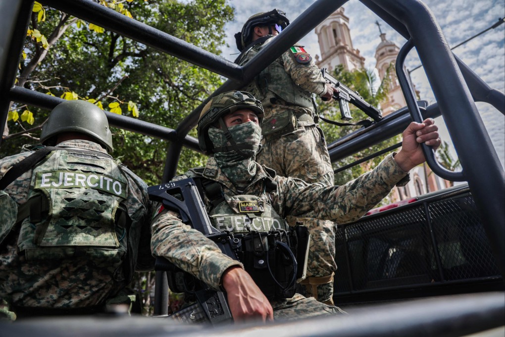 Mexican soldiers patrol the streets of Culiacan, Sinaloa state, Mexico. Photo: AFP