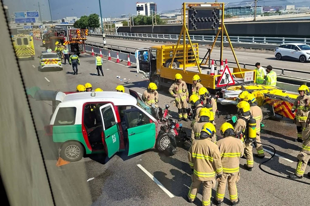 A passenger has died after being ejected from a taxi near the Hong Kong airport. Photo: Handout