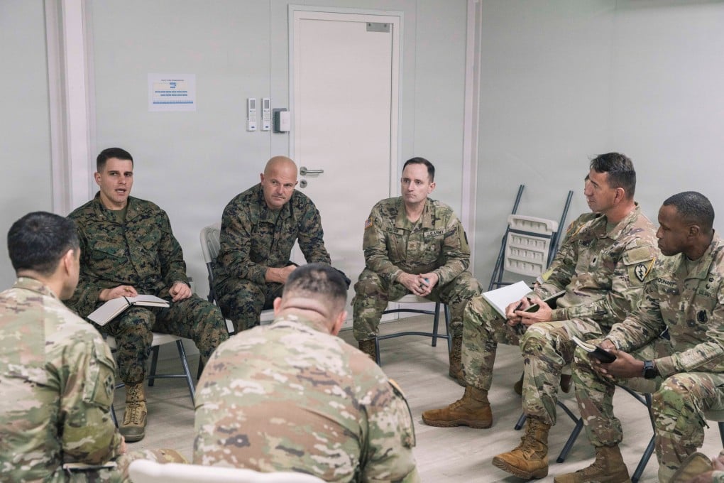 Members of the US Army Rotational Force-Philippines and the Marine Rotational Force-Southeast Asia hold a meeting at Camp Aguinaldo in the Philippines on January 12. Photo: Handout
