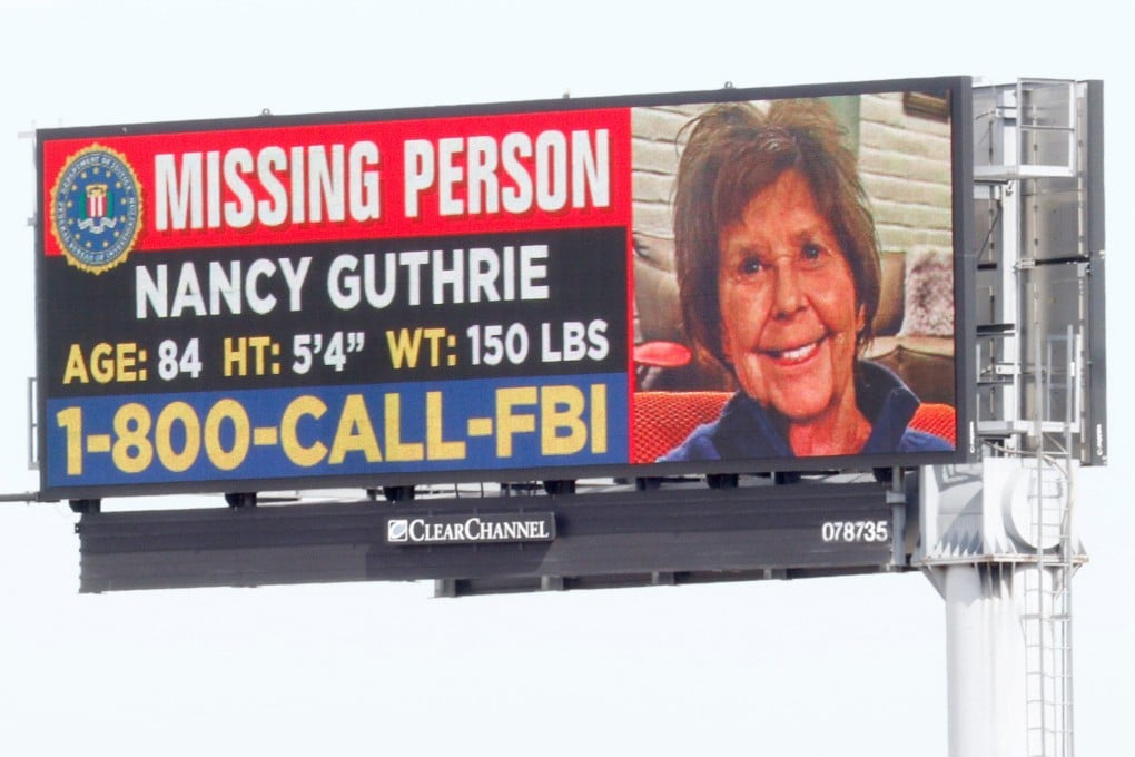 A missing person poster for Nancy Guthrie in Lewisville, Texas. Photo: TNS