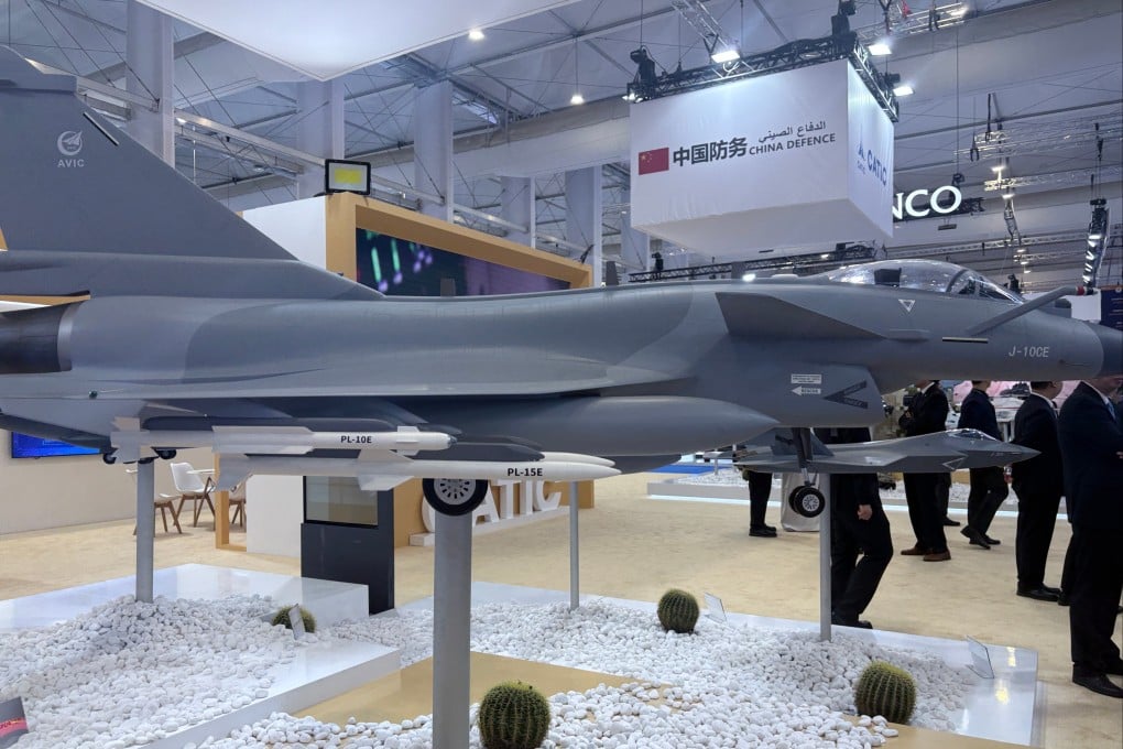 China exhibits models of J-10CE and J-35A fighter jets at the World Defence Show in Saudi Arabia. Photo: Amber Wang