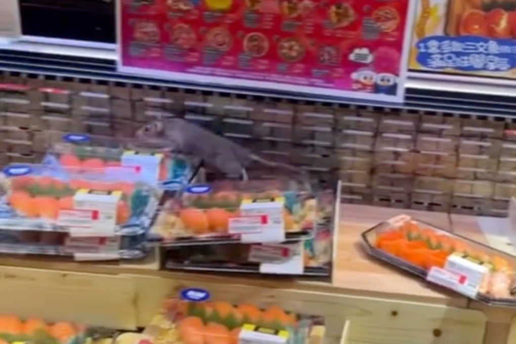 The footage on Threads shows a rat climbing across boxes of sushi in the supermarket display chiller. Photo: Threads