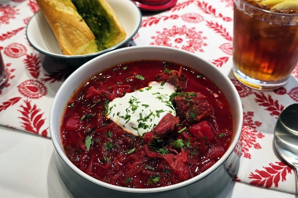 A bowl of borscht soup at Borsch Spot in Fo Tan, Hong Kong. The restaurant offers traditional borscht quite unlike that commonly found in Hong Kong’s cha chaan tengs. Photo: Borsch Spot
