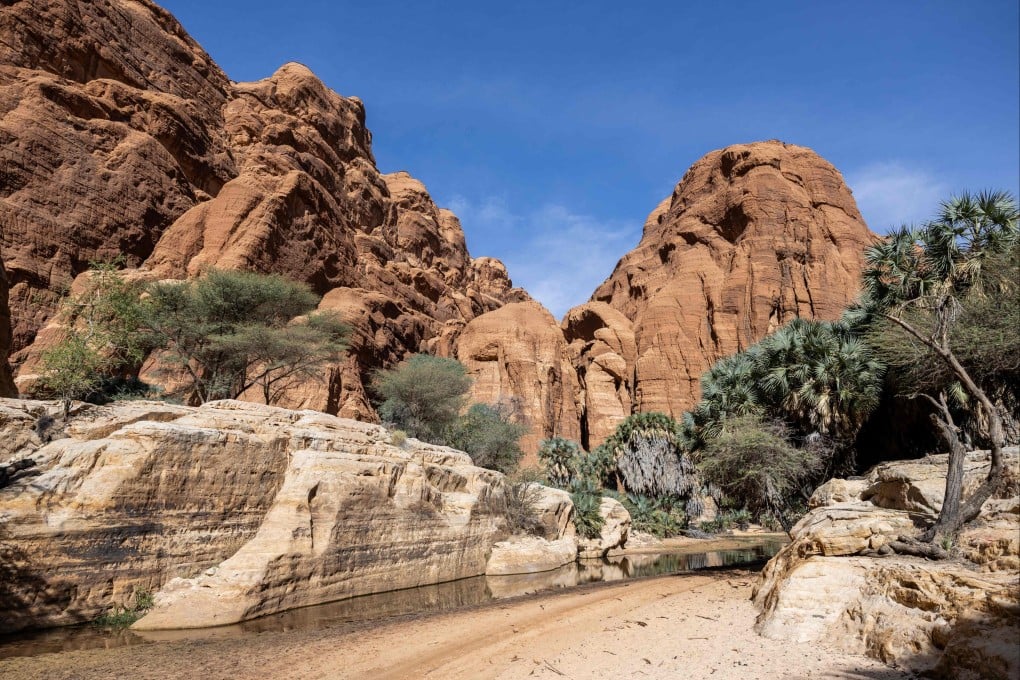 The Bachikele Guelta, a natural reserve in the Ennedi Plateau in Chad. A French tourist has been missing since Wednesday in northeastern Chad after going off to visit an oasis in the Sahara desert. Photo: AFP