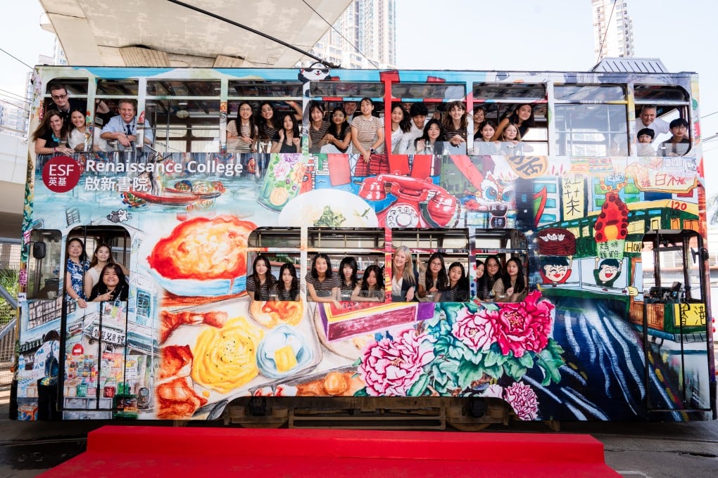 RCHK students collaborate with Tramplus to turn one of Hong Kong’s iconic “ding dings” into a moving artwork. Photo: Handout