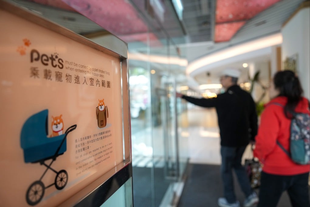 A notice for pet owners entering New Town Plaza in Sha Tin on February 3. Photo: Sam Tsang