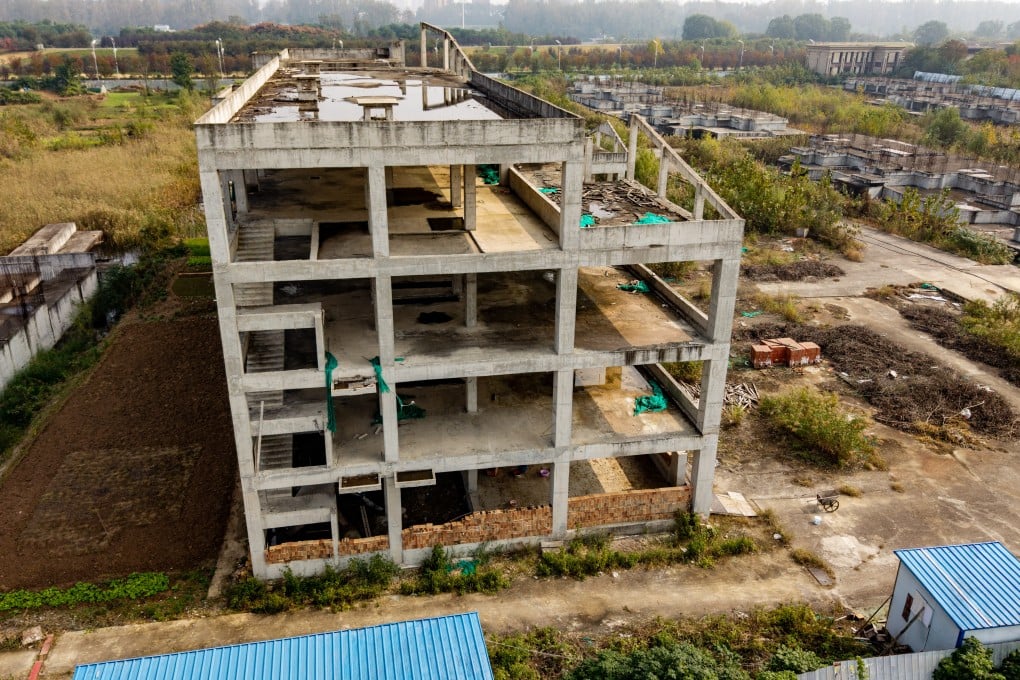 An unfinished construction project is seen in China’s Anhui province. A number of local-level governments that lent to certain real estate and infrastructure projects have had trouble getting paid back amid a property slowdown. Photo: Getty Images