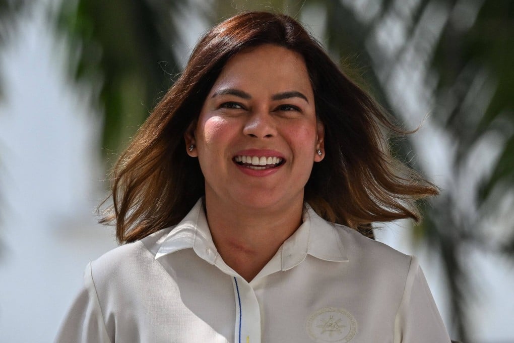 Philippine Vice-President Sara Duterte Carpio leaves the Department of Justice after filing a response to the National Bureau of Investigation complaint over her alleged threat to President Ferdinand Marcos Jnr on May 9, 2025. Photo: AFP