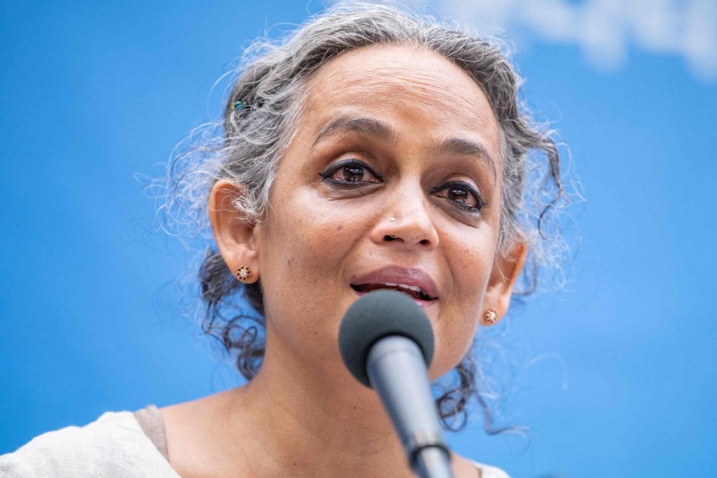 Indian author Arundhati Roy speaks at a press conference in Seoul in November 2021. Photo: AFP