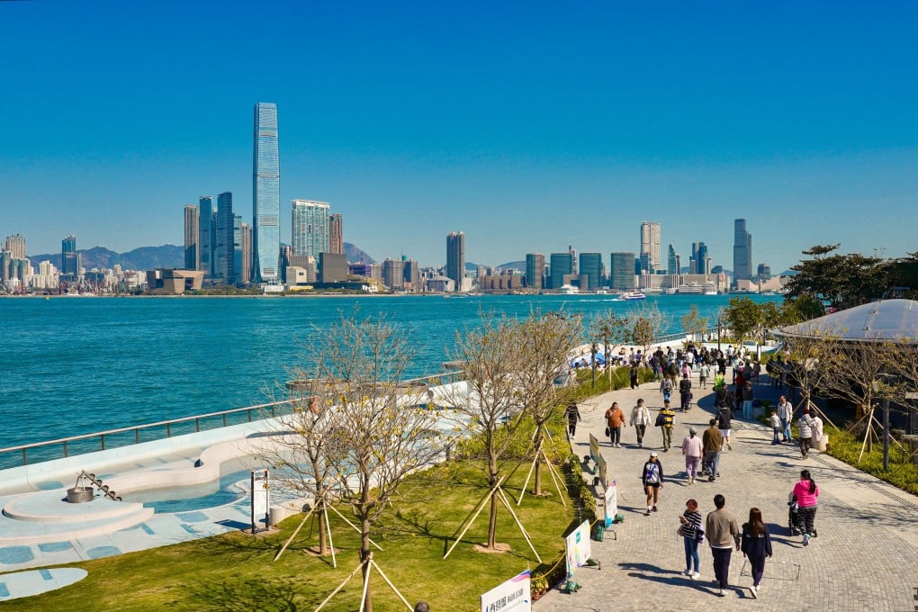 Visitors walk through the newly opened Sai Ying Pun Harbourfront Park on January 10. Photo: Karma Lo