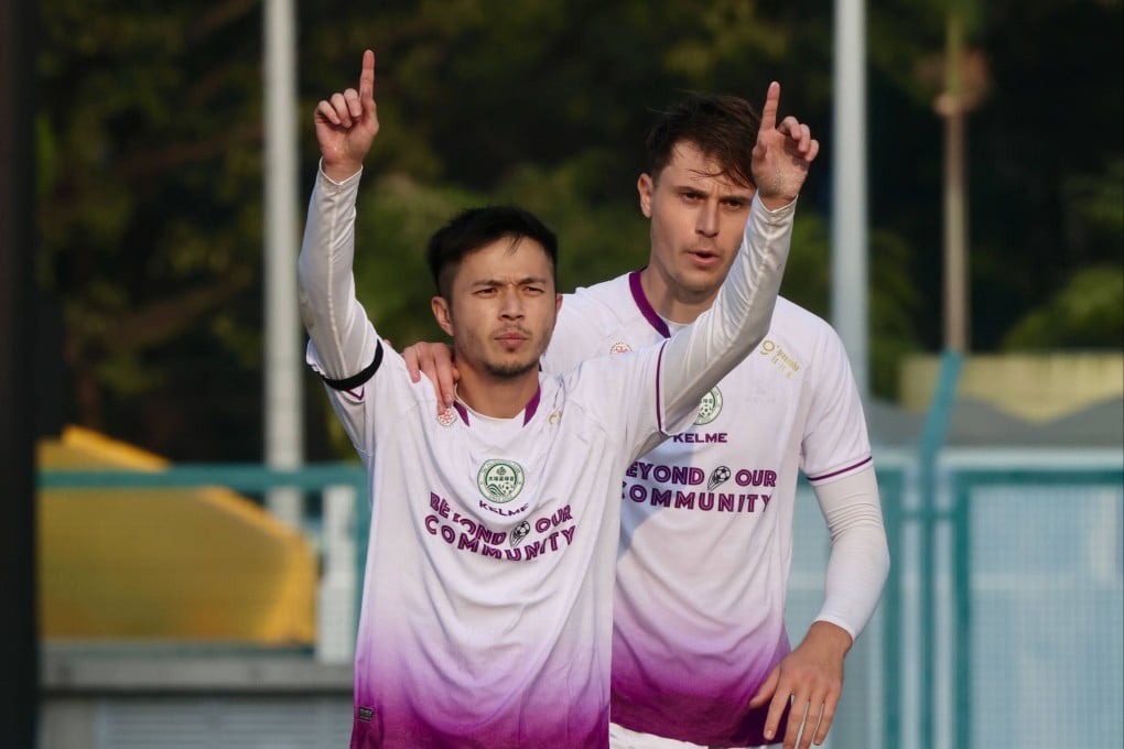 Philip Chan, here celebrating a goal against North District with James Temelkovski, says Tai Po need silverware to rescue their season. Photo: Jonathan Wong