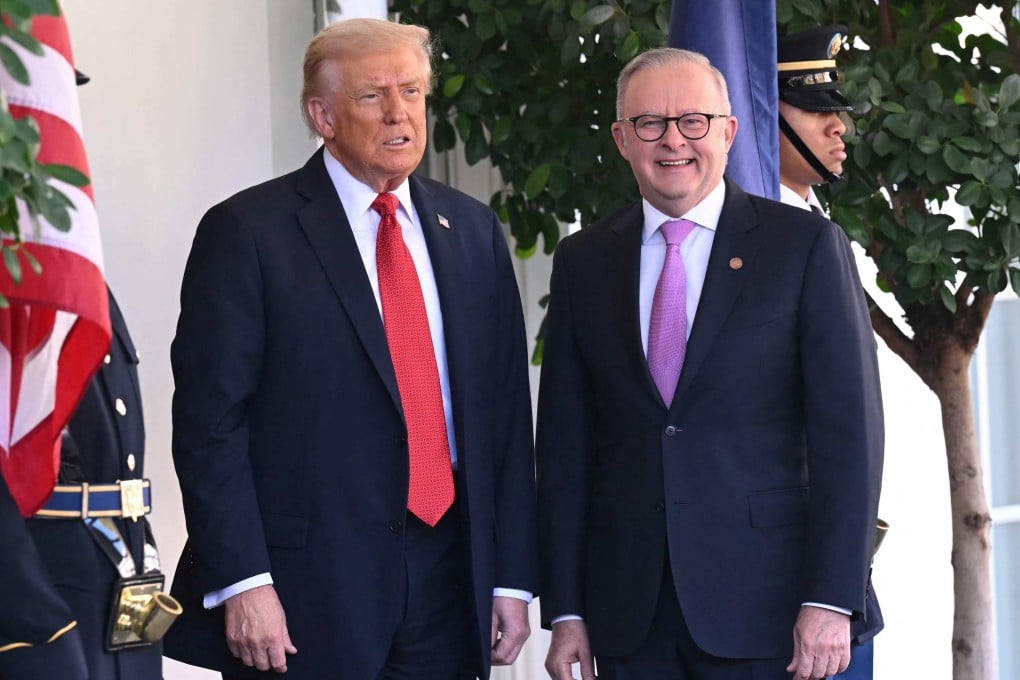 US President Donald Trump greets Australia’s Prime Minister Anthony Albanese at the White House in Washington on October 20, 2025. File photo: AFP