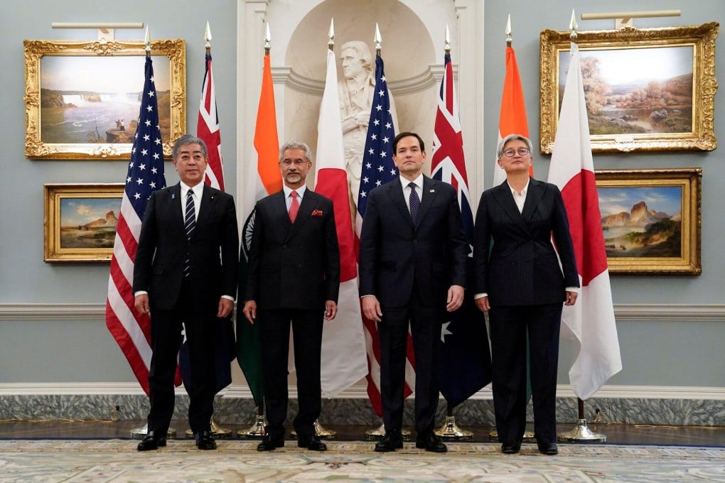 US Secretary of State Marco Rubio (third from left) met in January 2025 with Indian External Affairs Minister Subrahmanyam Jaishankar, Australian Foreign Minister Penny Wong, and Japanese Foreign Minister Iwaya Takeshi at the State Department in Washington. Photo: Reuters