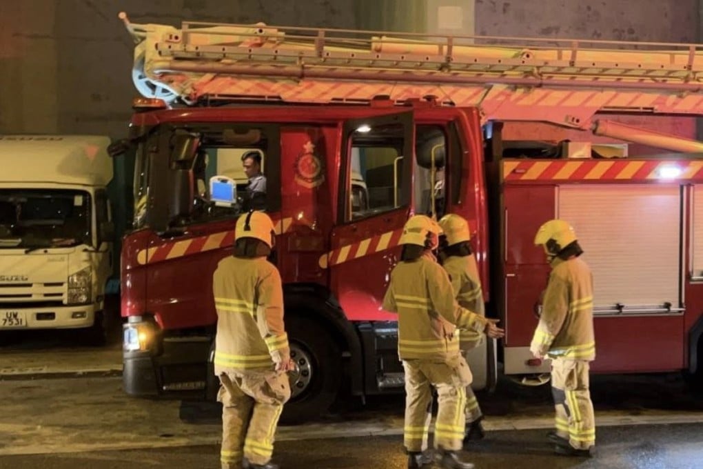 The Fire Services Department received a fire alarm report at about 2.30am on Wednesday concerning Kin Wah House at Kin Ming Estate in Tiu Keng Leng. Photo: Handout
