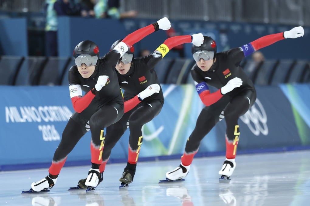 China trio (from left) Liu Hanbin, Wu Yu and Li Wenhao sprung a surprise in the men’s team pursuit. Photo: Xinhua