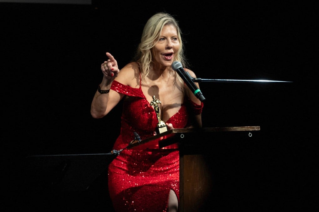 US extra Sherry Brown delivers a speech after receiving the award for the best female multicamera stand-in at the 8th Annual Los Angeles Union Background Actors Awards ceremony, in Los Angeles, California, on February 15, 2026. Photo: AFP