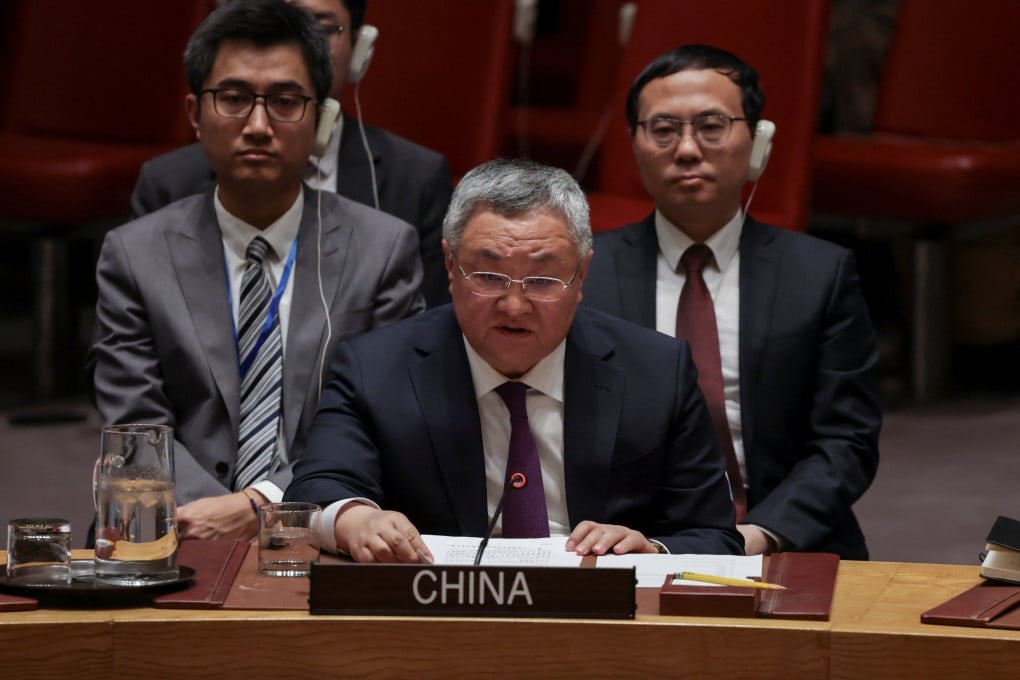 Fu Cong (centre), China’s permanent representative to the UN, addresses the Security Council on Wednesday. Photo: Reuters