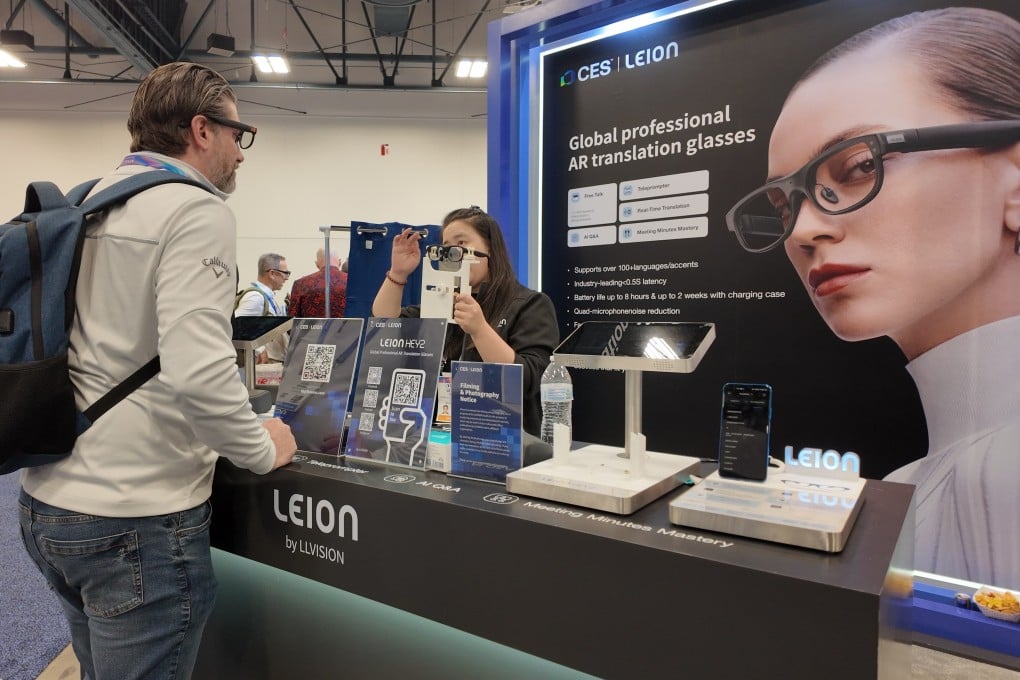 LLVision’s Leion Hey2 focuses on real-time translation at the Consumer Electronics Show (CES) 2026 in Las Vegas. Photo: Wency Chen