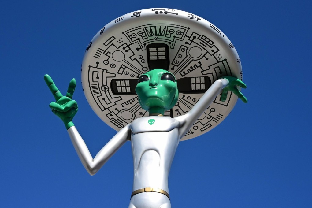 An alien sculpture in the California town of Baker, known as the ‘Gateway to Area 51’.  Photo: AFP