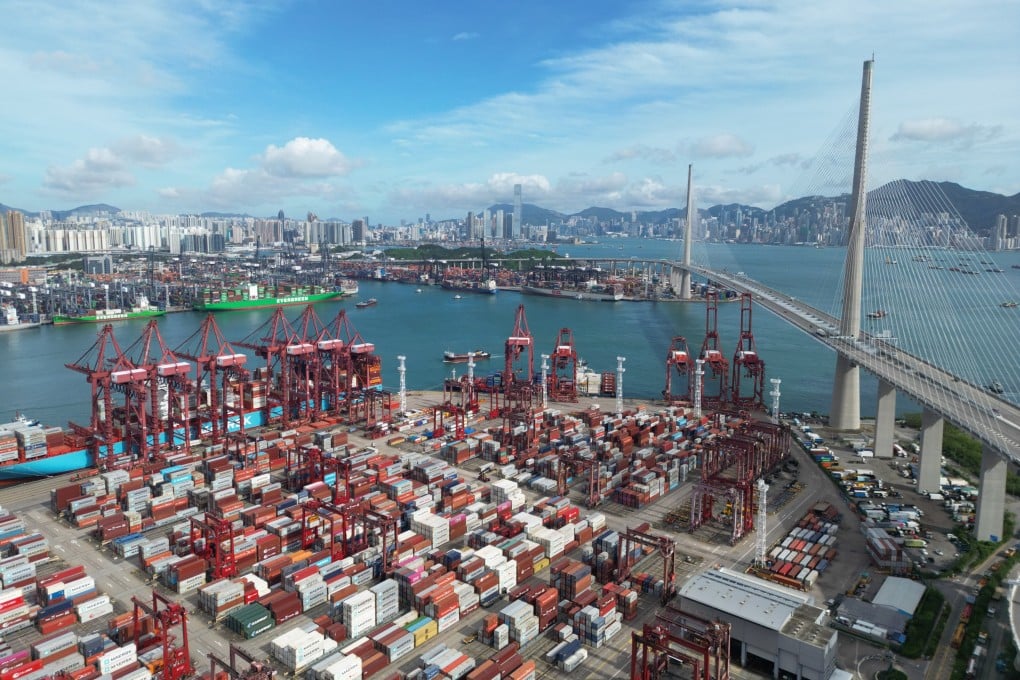 The container terminal at Tsing Yi. Treasury chief Christopher Hui says the new US tariff underscores the importance of predictability in investment. Photo: Dickson Lee