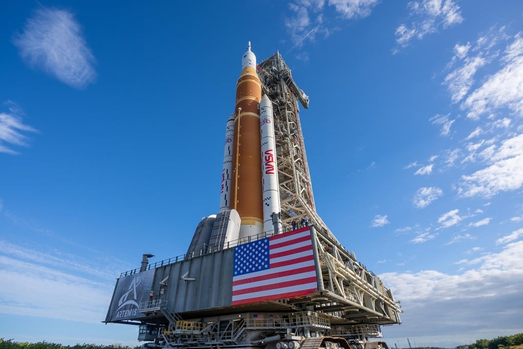 Nasa’s Artemis II SLS rocket and Orion spacecraft are seen on mobile launcher 1 at the Kennedy Space Centre in Florida in January. Photo: Nasa via TNS