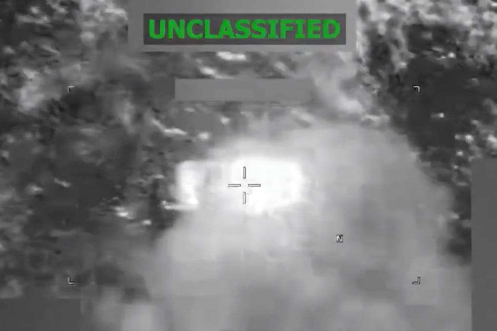 This screen grab from a video posted on the X account of US Southern Command on Friday shows a vessel after it was struck while allegedly transiting along narco-trafficking routes in international waters. Photo: X/Southcom